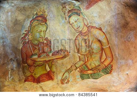 World Famous Frescos Of Ladies In Sigiriya Style