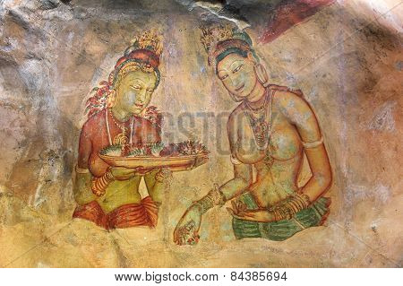 World Famous Frescos Of Ladies In Sigiriya Style