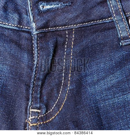 Closeup Detail Of Blue Denim
