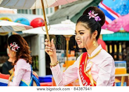 Chiang Mai, Thailand-january 17 : 32Th Anniversary Bosang Umbrella Festival,