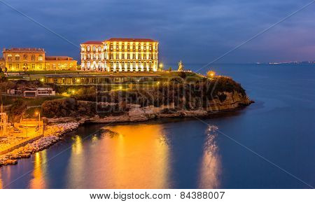 Palais Du Pharo In Marseille By Night - France