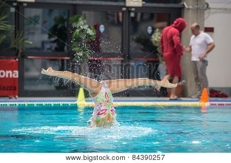 Mantova - February 19:    Bpm Sport Management   Synchronized Swimming Team Performing In Italian Me