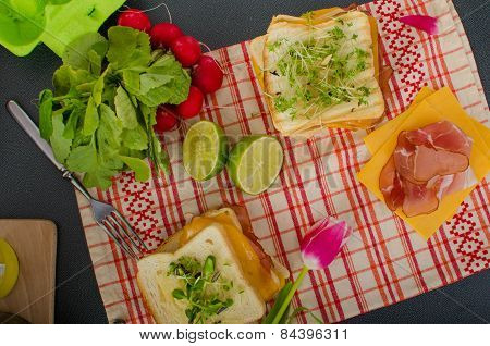 Reuben Sandwich With Cabbage, Beef And Spicy Dressing