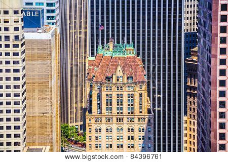 View From The Rooftop To Old Historic Skyscraper In San Francisco