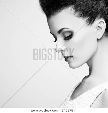 Portrait Of Beautiful Sensual Woman With Elegant Hairstyle