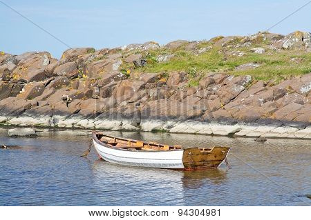 Boat moored in a tranquil bay