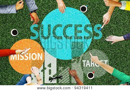Success Mission Target Buisness Growth Planning Concept