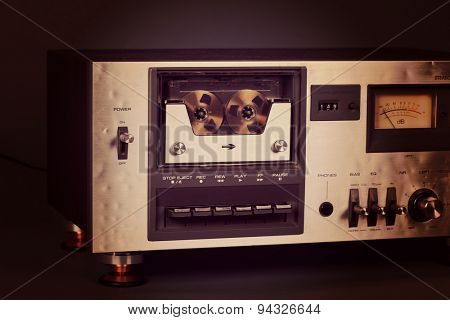 Vintage stereo cassette tape deck player recorder