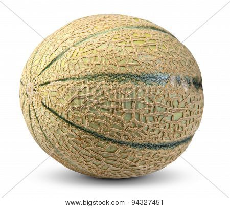 Cantaloupe Melon Fruit Isolated On White Background