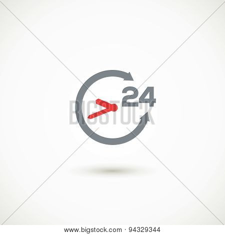 Service 24 hours shadow icon
