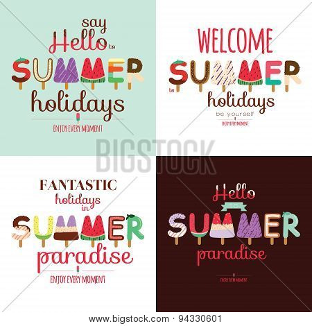 Summer background with ice cream typography