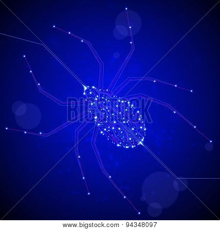 Circuit board  background, technology illustration, spider illustration