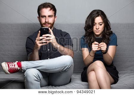 Couple with Smartphones