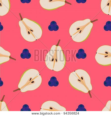 Pears and blueberry seamless pattern