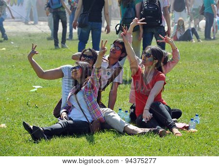 ST. PETERSBURG, RUSSIA - JUNE 13, 2015: Festival of colors at stadium Kirovets in Saint Petersburg 1