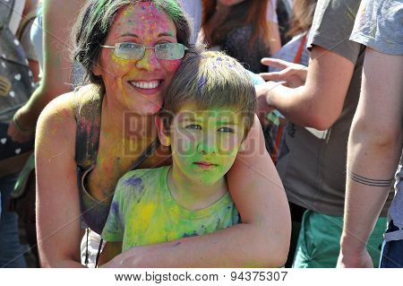 ST. PETERSBURG, RUSSIA - JUNE 13, 2015: Festival of colors at stadium Kirovets in Saint Petersburg 1