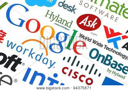 KIEV UKRAINE - MAY 12 2015:Collection of popular internet companies