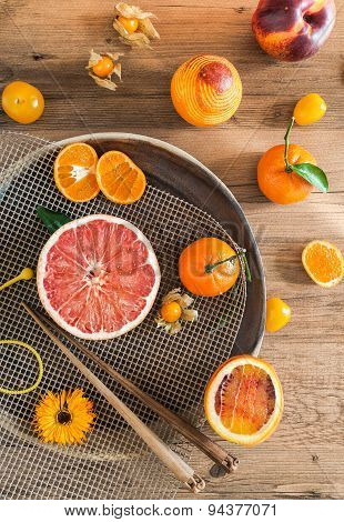 Oranges on food table