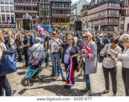 People Wait For The Queen Elizabeth Ii At The Roemer Market Square