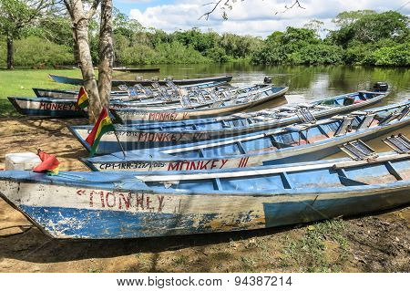 Boats In The Port On Madidi River