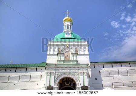 Holy Gates and gate tower. Holy Trinity St. Sergius Lavra. Sergiev Posad, Russia.