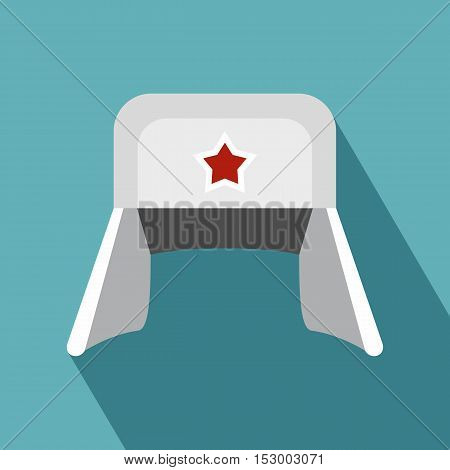 Earflaps Russian hat icon. Flat illustration of hat vector icon for web design
