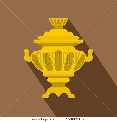 Russian tea samovar icon. Flat illustration of russian samovar vector icon for web