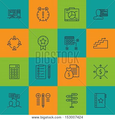 Set Of Project Management Icons On Opportunity, Reminder And Discussion Topics. Editable Vector Illu