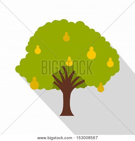 Pear tree with yellow pears icon. Flat illustration of pear tree with yellow pears vector icon for web