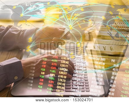 Graph Of Stock Market Data And Financial With Stock Analysis Indicator The View From Led Display Con