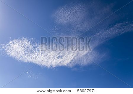 Blue sky with white cloud background and texture
