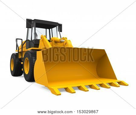 Wheel Loader Bulldozer isolated on white background. 3D render