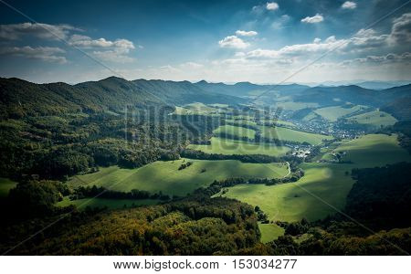 Slovakian mountains Sulov in autumn with sunset