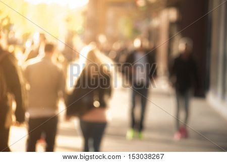City commuters at sunset. Blurred background image for business, modile apps, and other uses.