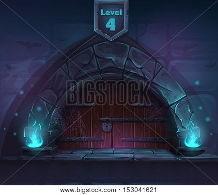 Magic door in the next 4th level. For web video games user interface design.