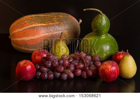 fruits on a dark background, studio picture