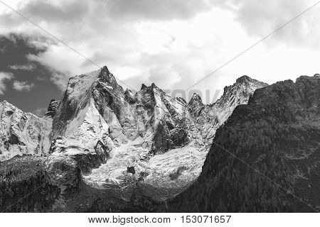 The North Face Of The Mountain Of The Rhaetian Alps In Switzerland. Pizzo Badile
