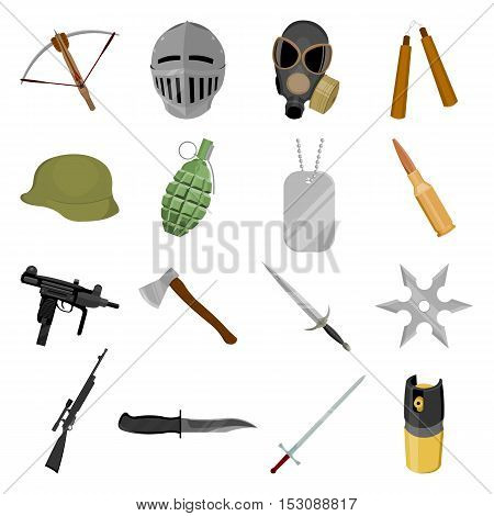 Weapon set icons in cartoon style. Big collection weapon vector symbol stock