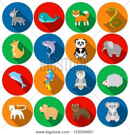 Animals set icons in flat style. Big collection animals vector symbol stock