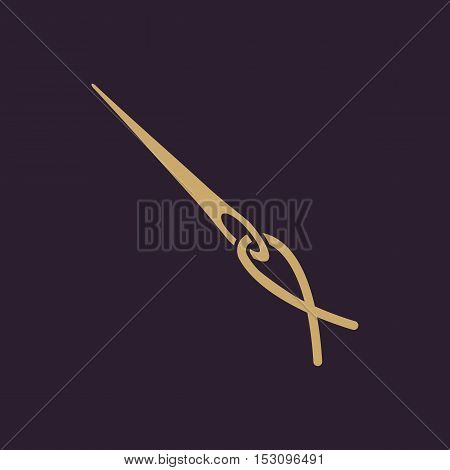 The thread with a needle icon. Tailor and  sewing, needlework,  clothier symbol. Flat Vector illustration