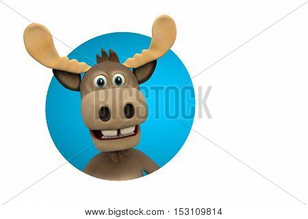 Cute moose cartoon animal zoo forest 3d illustration