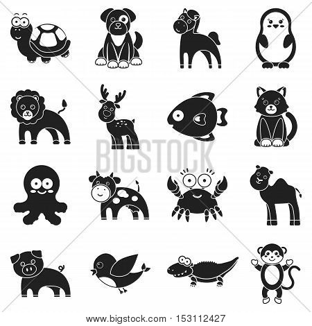 Animals set icons in black style. Big collection animals vector symbol stock