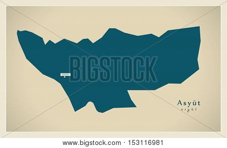 Modern Map - Asyut EG vector high res