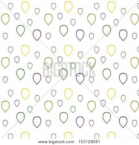 Vector illustration seamless pattern Multicolored balloons contours. On a white background