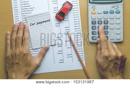 Man Planning Car payment , Finance concept