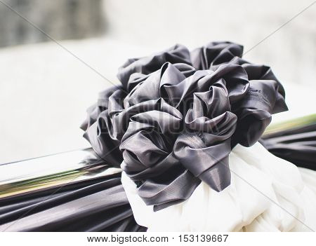 Selective Focus and Close up Black Bow for Funeral, Retro Tone (Funeral, mourning, black)