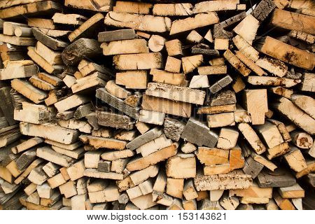 Pile of wood logs. Wood texture background