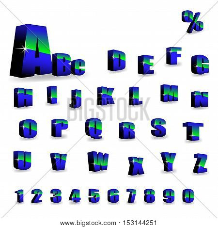 Vector red green alphabet - shiny 3D font