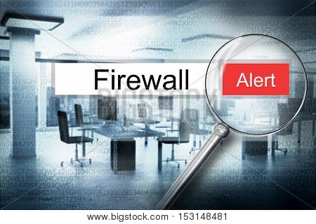 searching firewall browser search security alert 3D Illustration