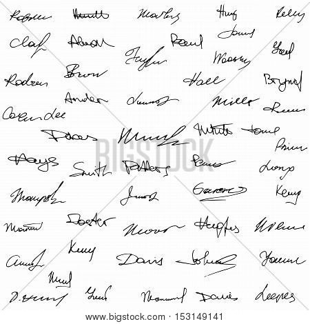 Signature set fictitious contract business autograph illustration
